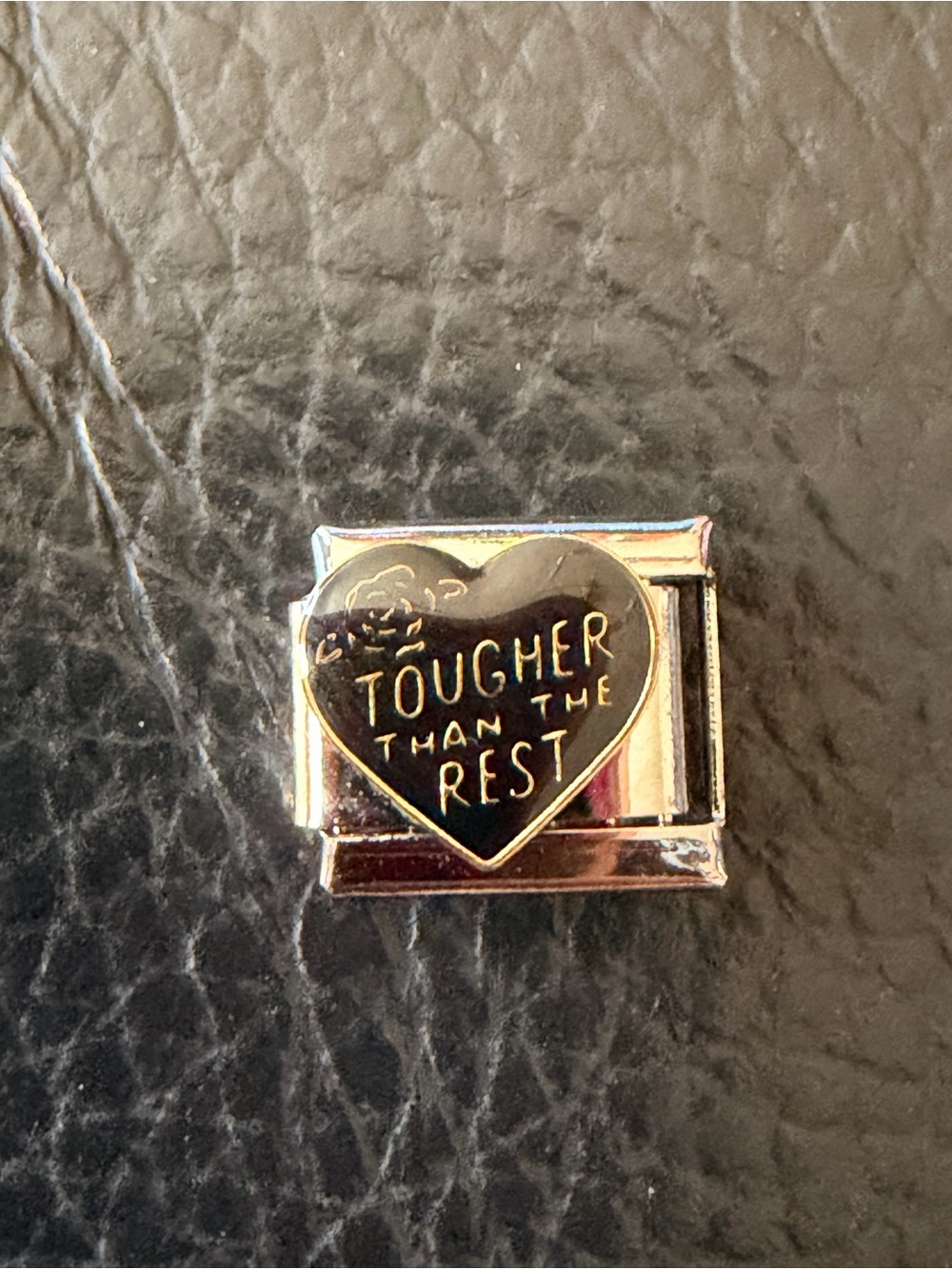 Tougher Than the Rest Black Heart Italian Charm Link